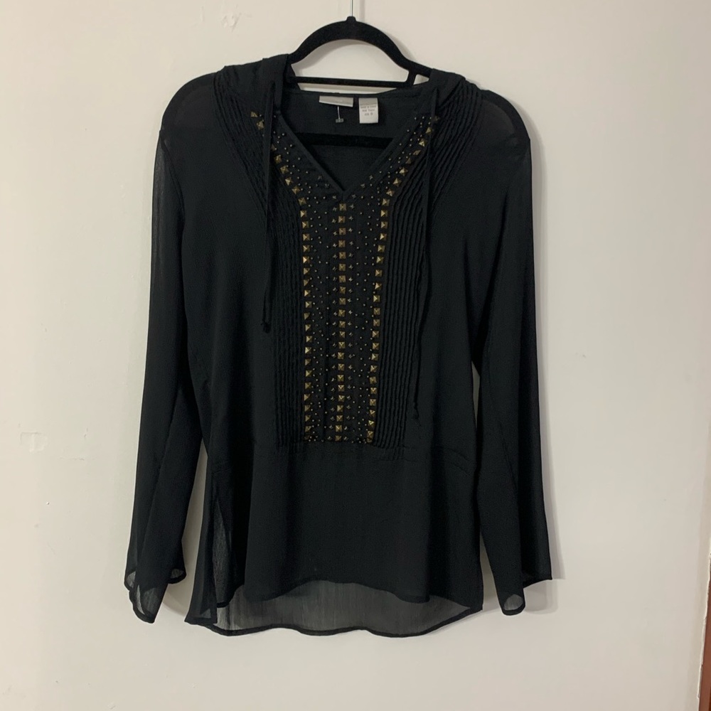 Chicos 0 Black Sheer Blouse